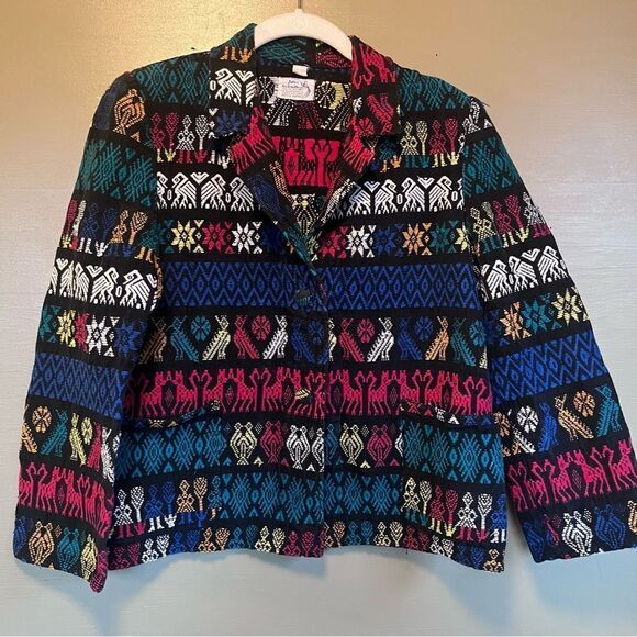 Aries Guatemala Hand Woven Cultural Fast Colors Blazer Jacket - Picture 2 of 10